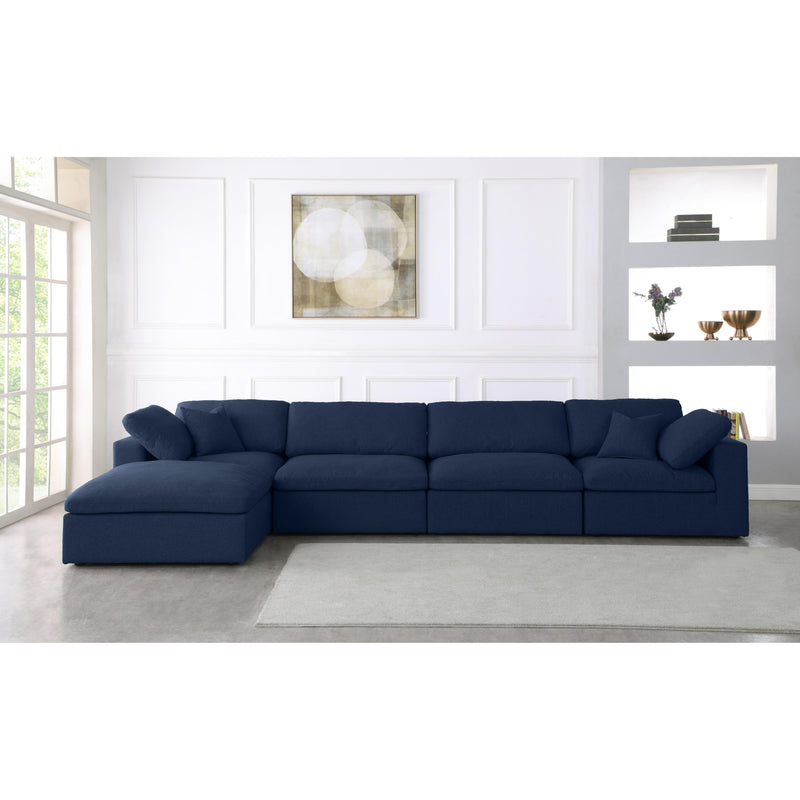 Meridian Serene Navy Linen Textured Fabric Deluxe Comfort Modular Sectional IMAGE 9