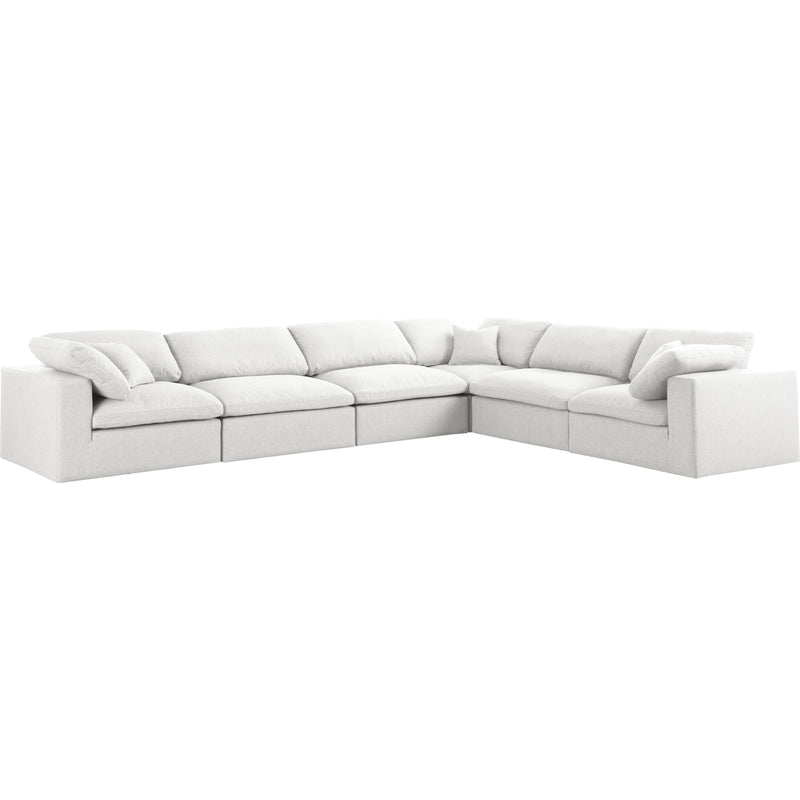 Meridian Serene Cream Linen Textured Fabric Deluxe Comfort Modular Sectional IMAGE 1