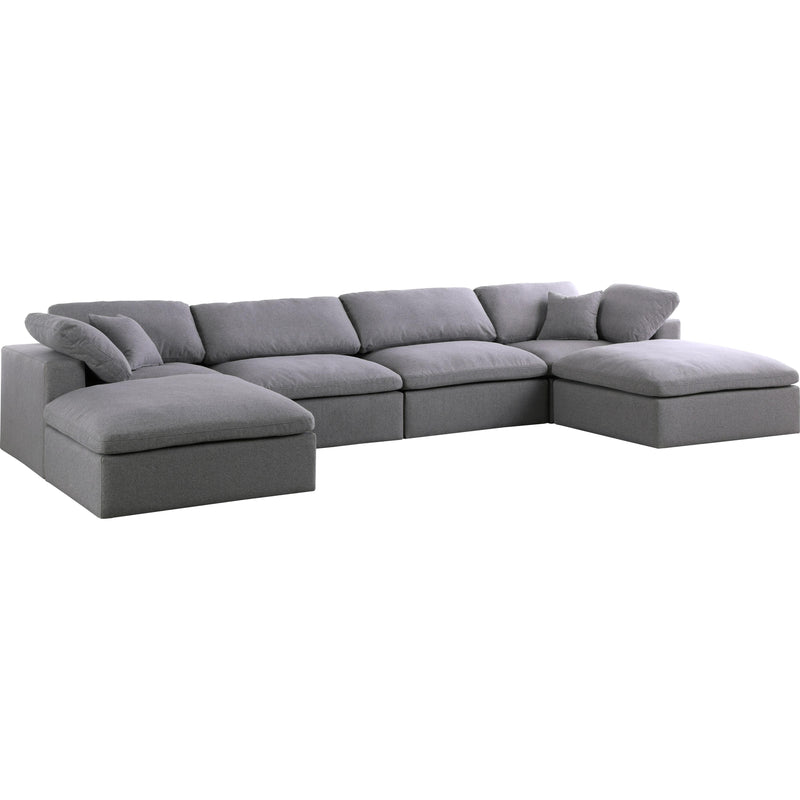 Meridian Serene Grey Linen Textured Fabric Deluxe Comfort Modular Sectional IMAGE 1