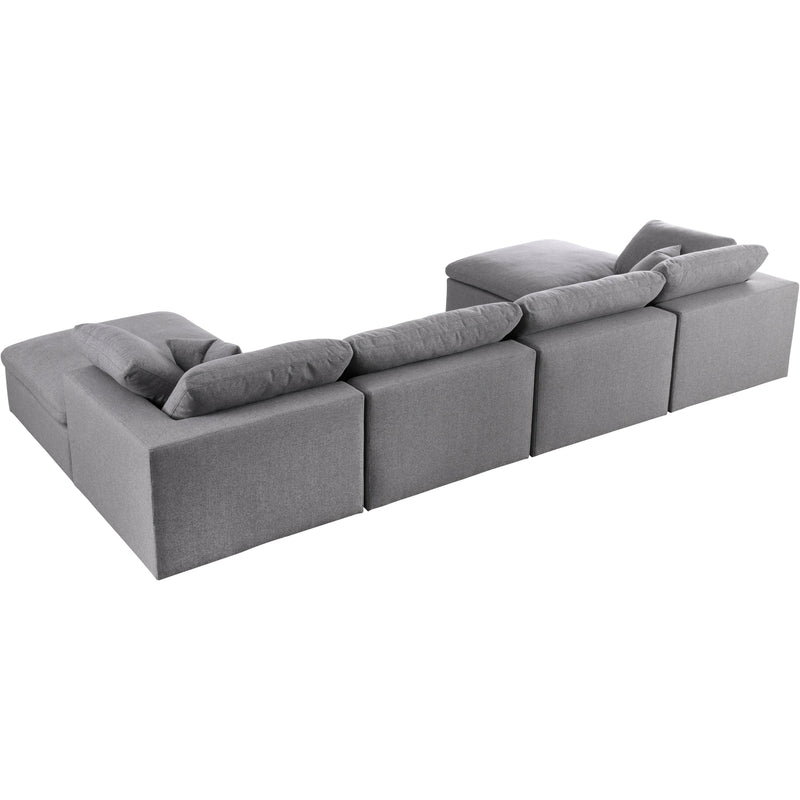 Meridian Serene Grey Linen Textured Fabric Deluxe Comfort Modular Sectional IMAGE 2