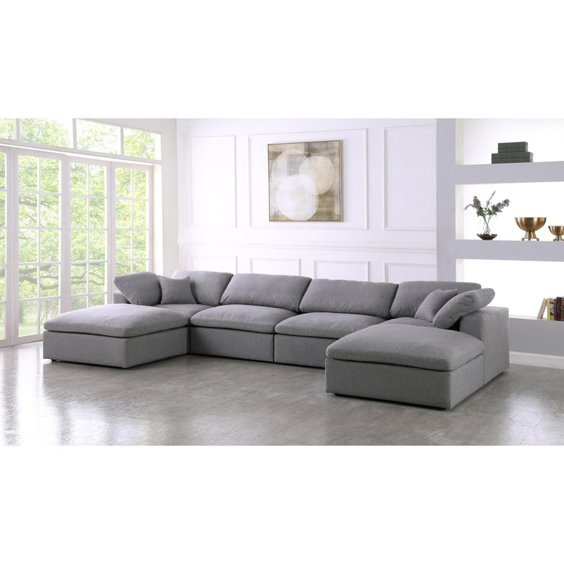 Meridian Serene Grey Linen Textured Fabric Deluxe Comfort Modular Sectional IMAGE 3