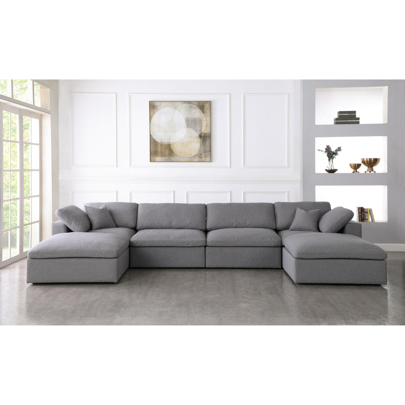 Meridian Serene Grey Linen Textured Fabric Deluxe Comfort Modular Sectional IMAGE 4