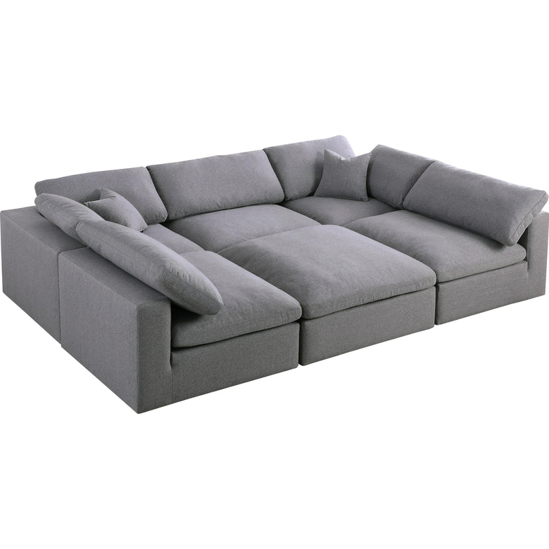 Meridian Serene Grey Linen Textured Fabric Deluxe Comfort Modular Sectional IMAGE 1