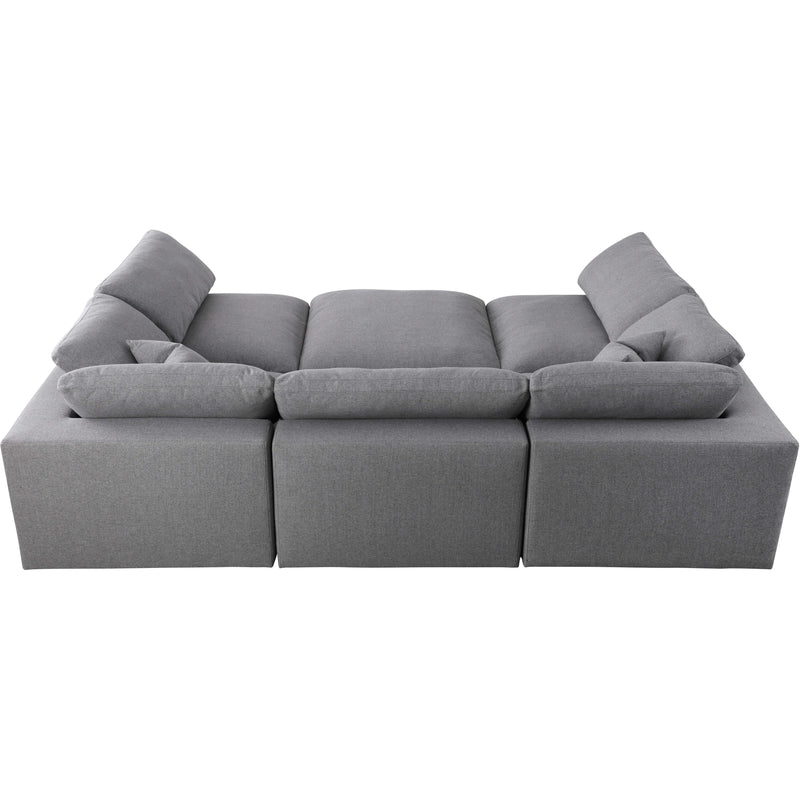 Meridian Serene Grey Linen Textured Fabric Deluxe Comfort Modular Sectional IMAGE 2