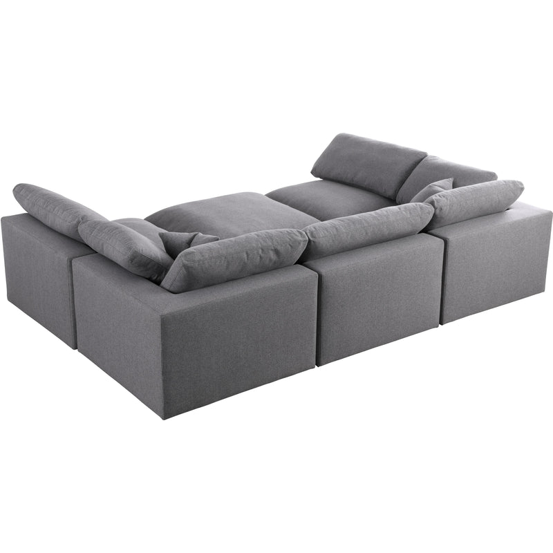 Meridian Serene Grey Linen Textured Fabric Deluxe Comfort Modular Sectional IMAGE 3