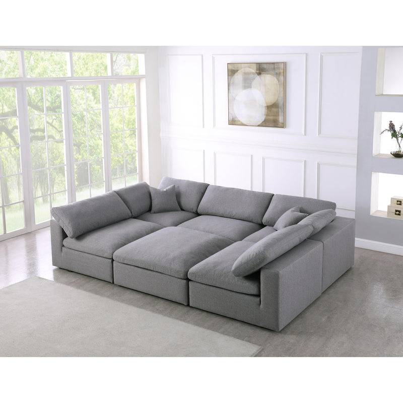 Meridian Serene Grey Linen Textured Fabric Deluxe Comfort Modular Sectional IMAGE 4