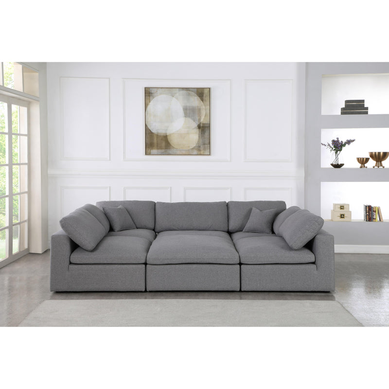 Meridian Serene Grey Linen Textured Fabric Deluxe Comfort Modular Sectional IMAGE 5