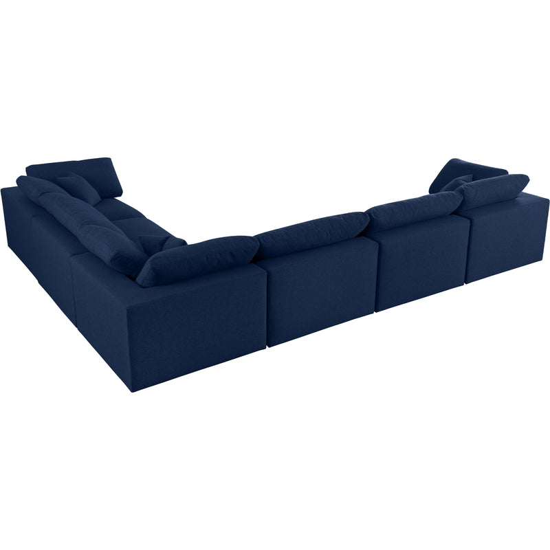 Meridian Serene Navy Linen Textured Fabric Deluxe Comfort Modular Sectional IMAGE 3