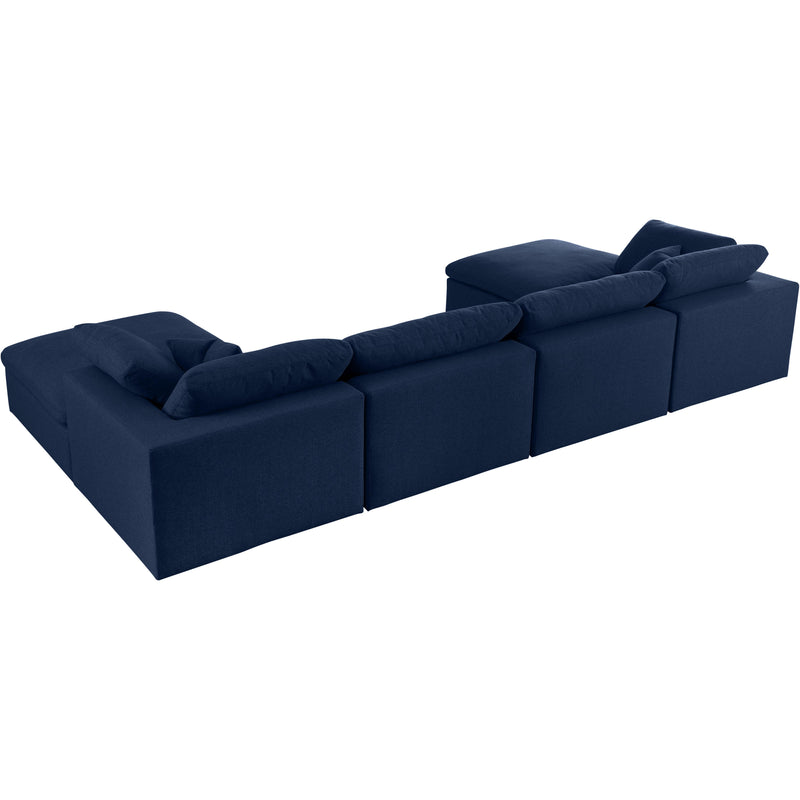 Meridian Serene Navy Linen Textured Fabric Deluxe Comfort Modular Sectional IMAGE 2