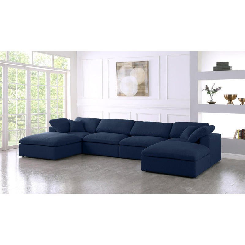 Meridian Serene Navy Linen Textured Fabric Deluxe Comfort Modular Sectional IMAGE 5