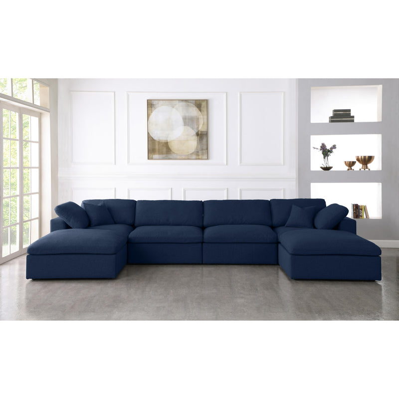 Meridian Serene Navy Linen Textured Fabric Deluxe Comfort Modular Sectional IMAGE 6