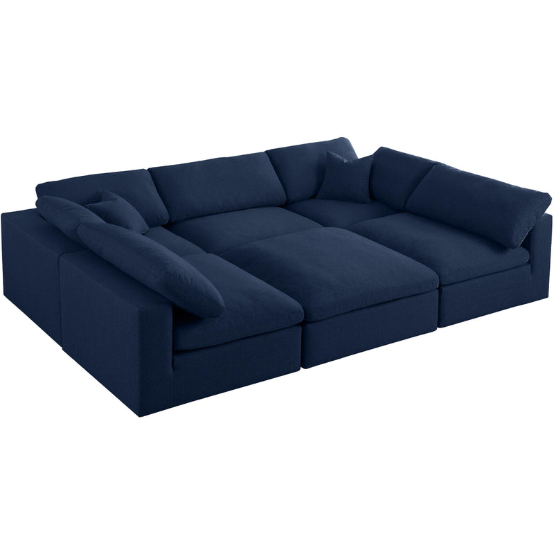 Meridian Serene Navy Linen Textured Fabric Deluxe Comfort Modular Sectional IMAGE 1