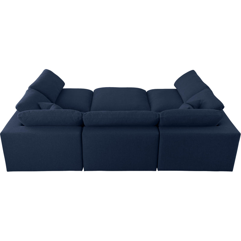 Meridian Serene Navy Linen Textured Fabric Deluxe Comfort Modular Sectional IMAGE 2