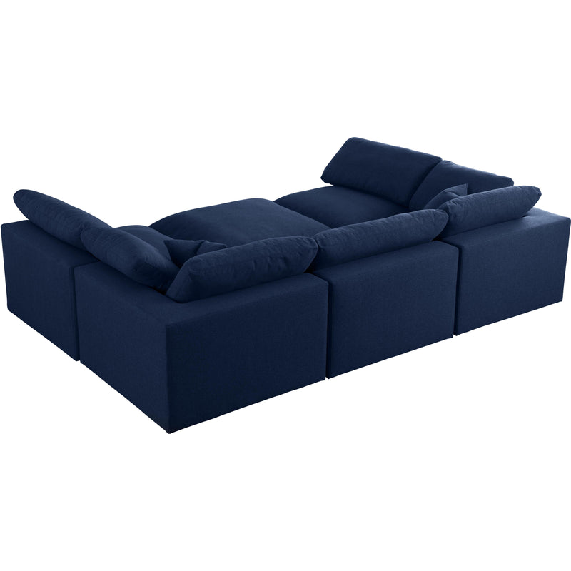 Meridian Serene Navy Linen Textured Fabric Deluxe Comfort Modular Sectional IMAGE 3