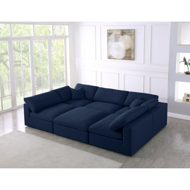 Meridian Serene Navy Linen Textured Fabric Deluxe Comfort Modular Sectional IMAGE 4