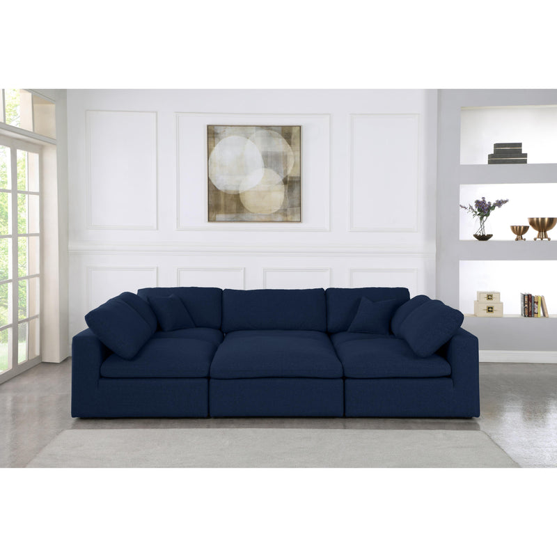 Meridian Serene Navy Linen Textured Fabric Deluxe Comfort Modular Sectional IMAGE 5