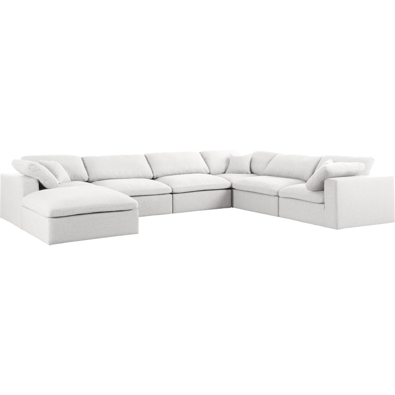 Meridian Serene Cream Linen Textured Fabric Deluxe Comfort Modular Sectional IMAGE 1