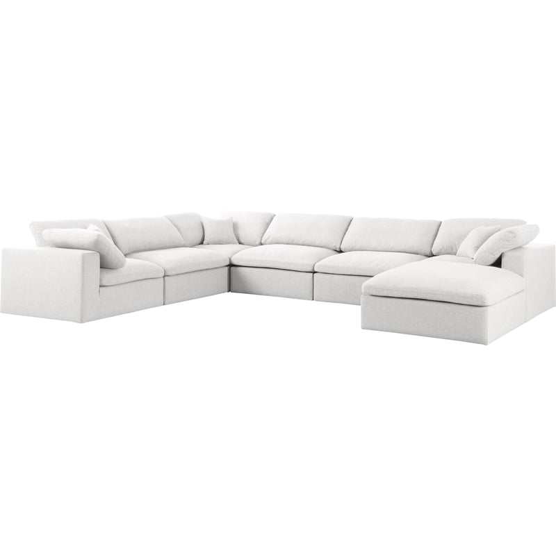 Meridian Serene Cream Linen Textured Fabric Deluxe Comfort Modular Sectional IMAGE 2