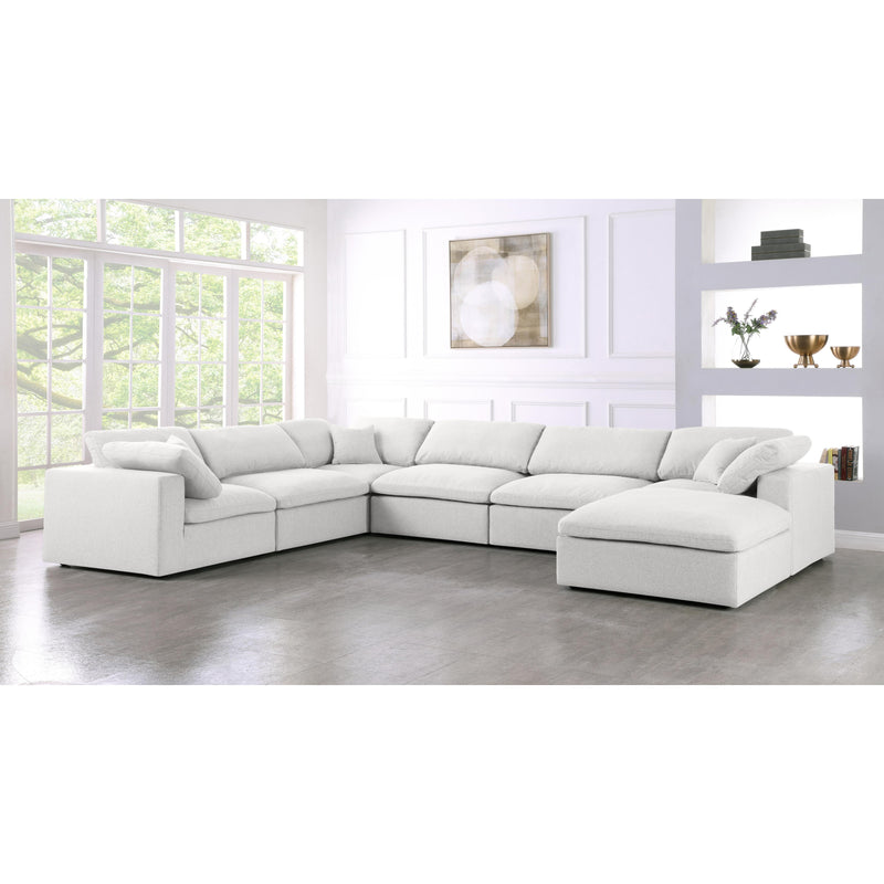 Meridian Serene Cream Linen Textured Fabric Deluxe Comfort Modular Sectional IMAGE 7