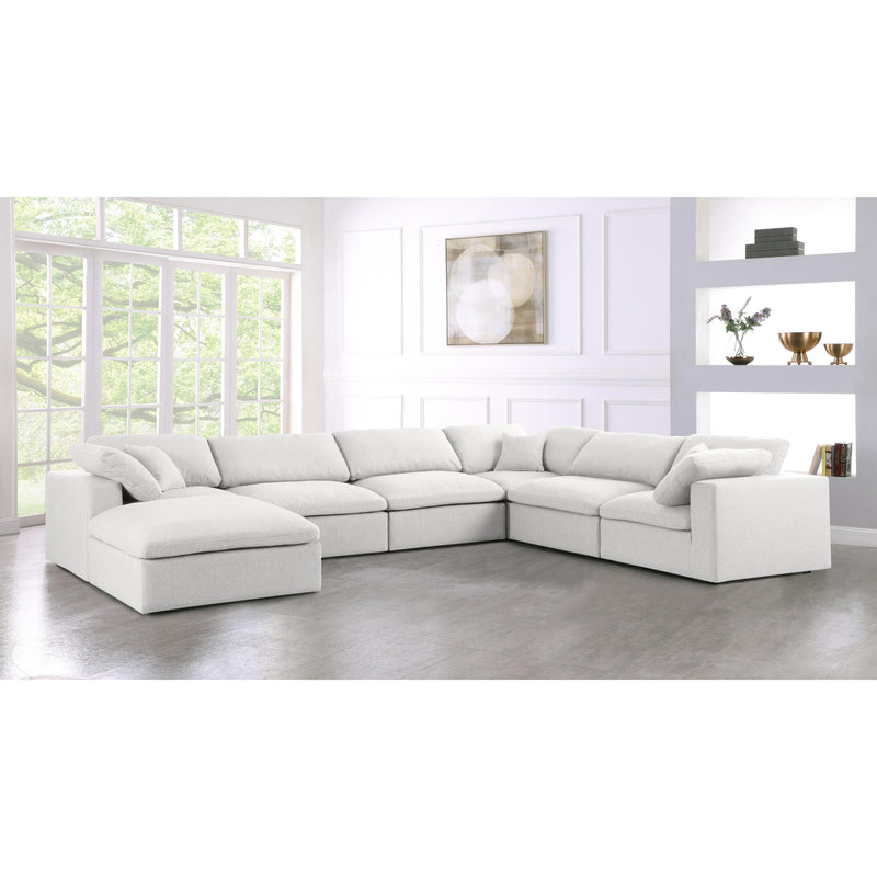 Meridian Serene Cream Linen Textured Fabric Deluxe Comfort Modular Sectional IMAGE 8