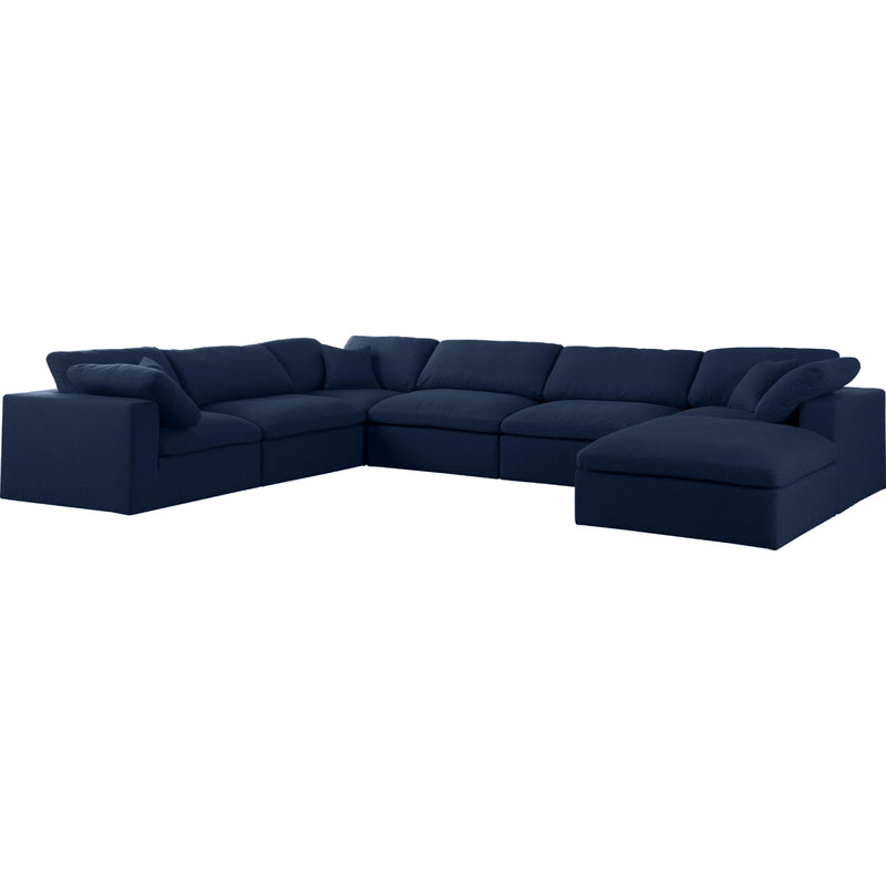 Meridian Serene Navy Linen Textured Fabric Deluxe Comfort Modular Sectional IMAGE 2