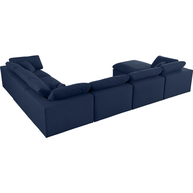 Meridian Serene Navy Linen Textured Fabric Deluxe Comfort Modular Sectional IMAGE 3