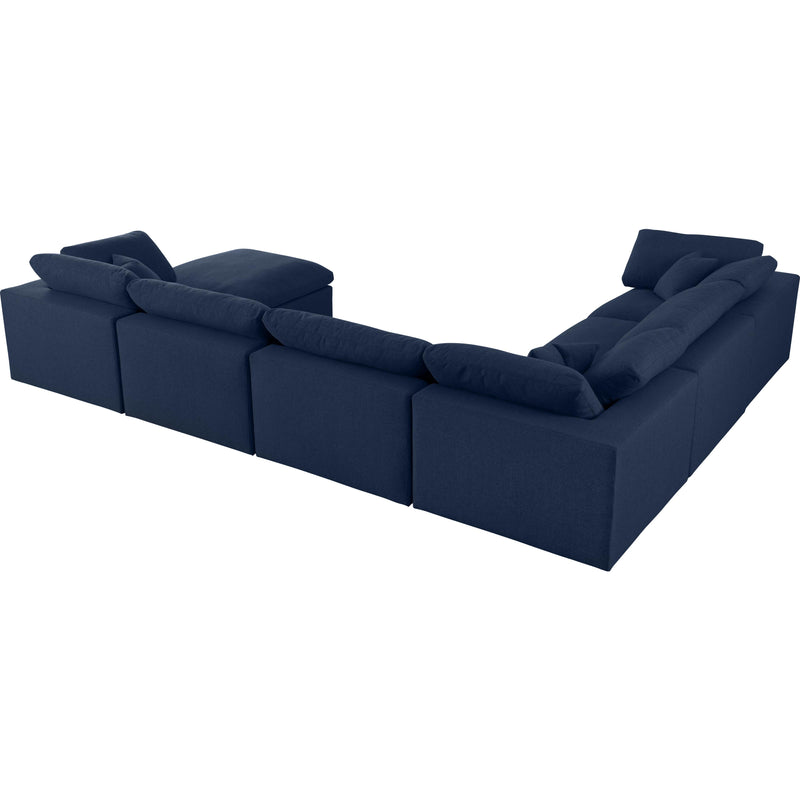 Meridian Serene Navy Linen Textured Fabric Deluxe Comfort Modular Sectional IMAGE 4