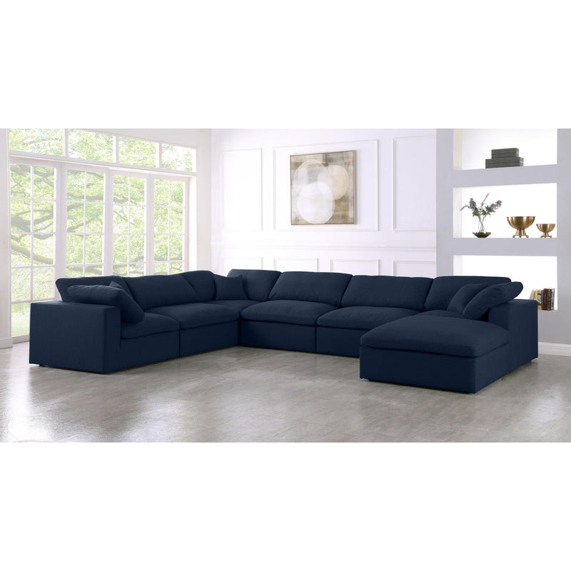 Meridian Serene Navy Linen Textured Fabric Deluxe Comfort Modular Sectional IMAGE 7