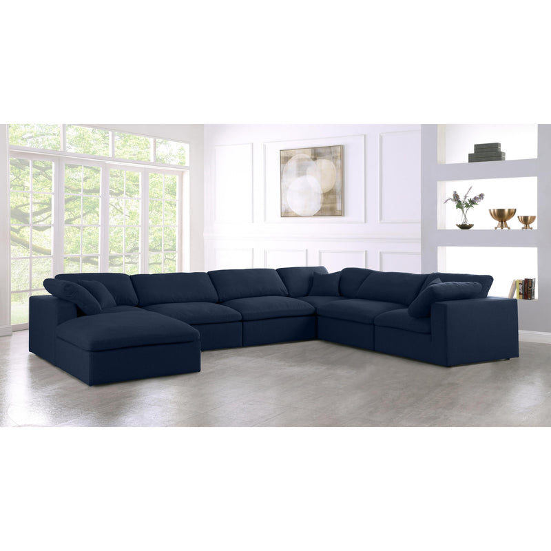 Meridian Serene Navy Linen Textured Fabric Deluxe Comfort Modular Sectional IMAGE 8