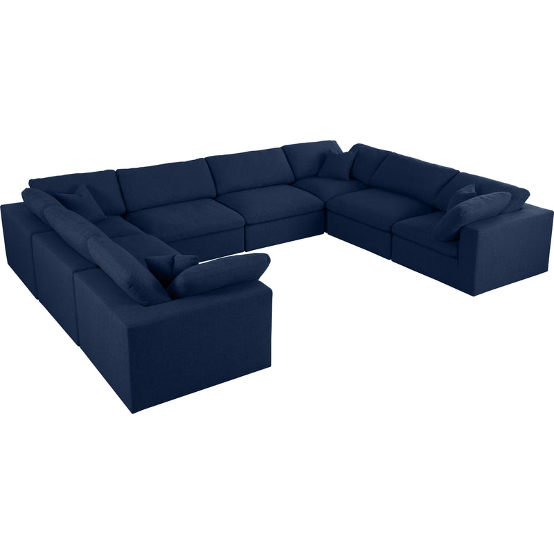 Meridian Serene Navy Linen Textured Fabric Deluxe Comfort Modular Sectional IMAGE 1