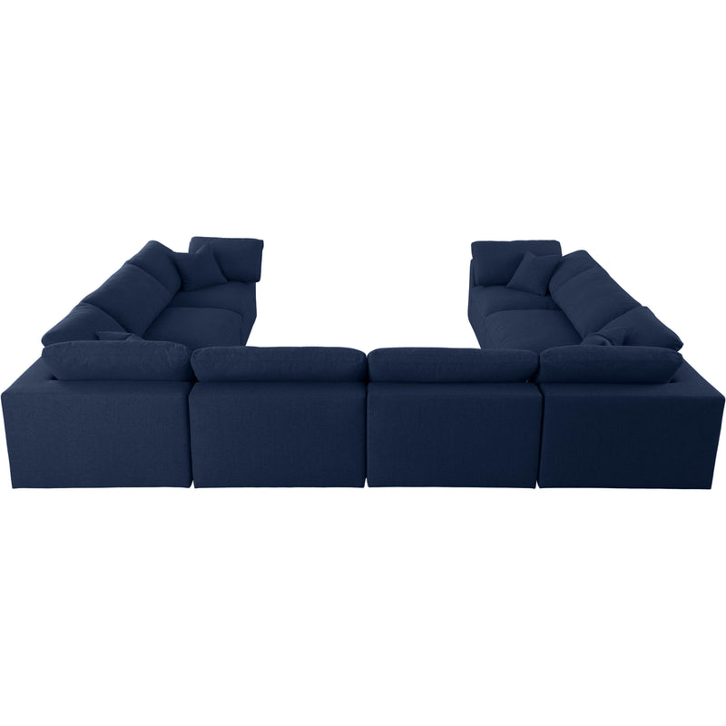 Meridian Serene Navy Linen Textured Fabric Deluxe Comfort Modular Sectional IMAGE 2