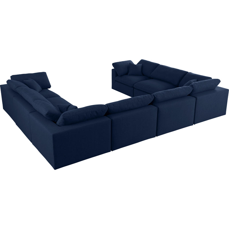 Meridian Serene Navy Linen Textured Fabric Deluxe Comfort Modular Sectional IMAGE 3