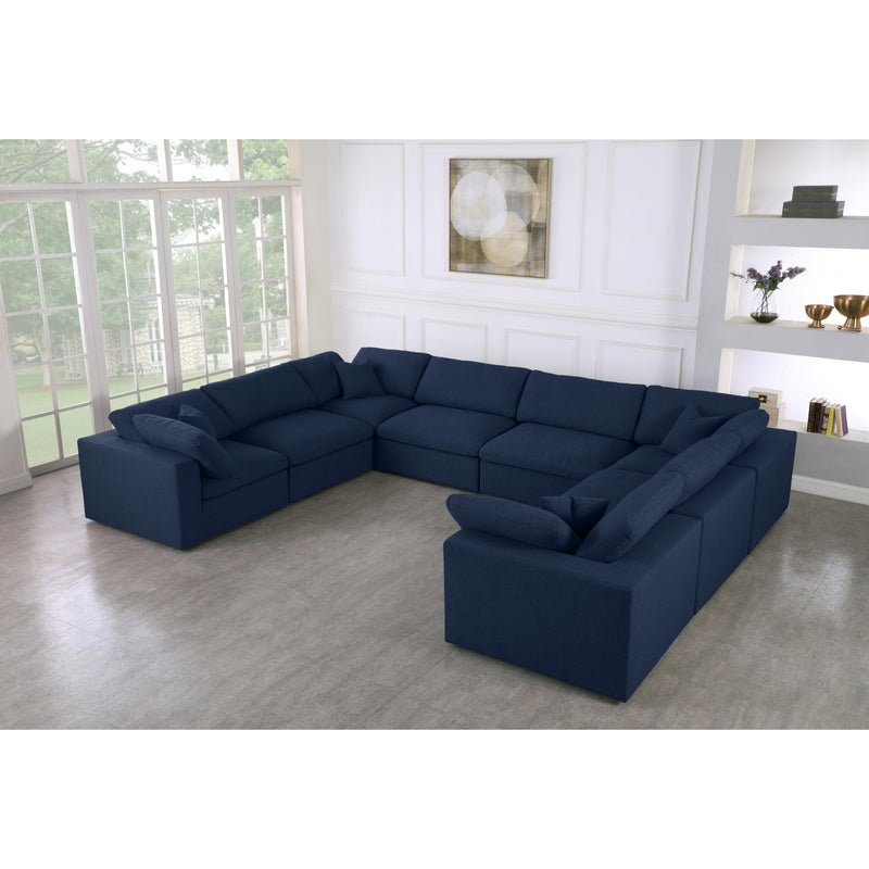 Meridian Serene Navy Linen Textured Fabric Deluxe Comfort Modular Sectional IMAGE 6