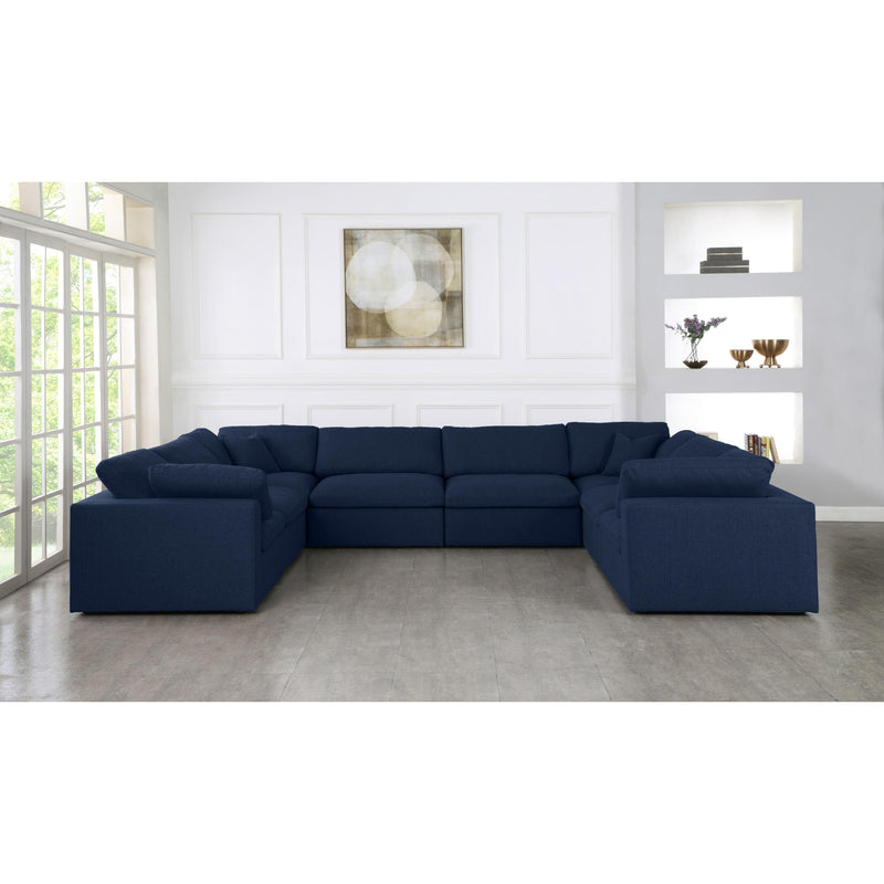 Meridian Serene Navy Linen Textured Fabric Deluxe Comfort Modular Sectional IMAGE 7