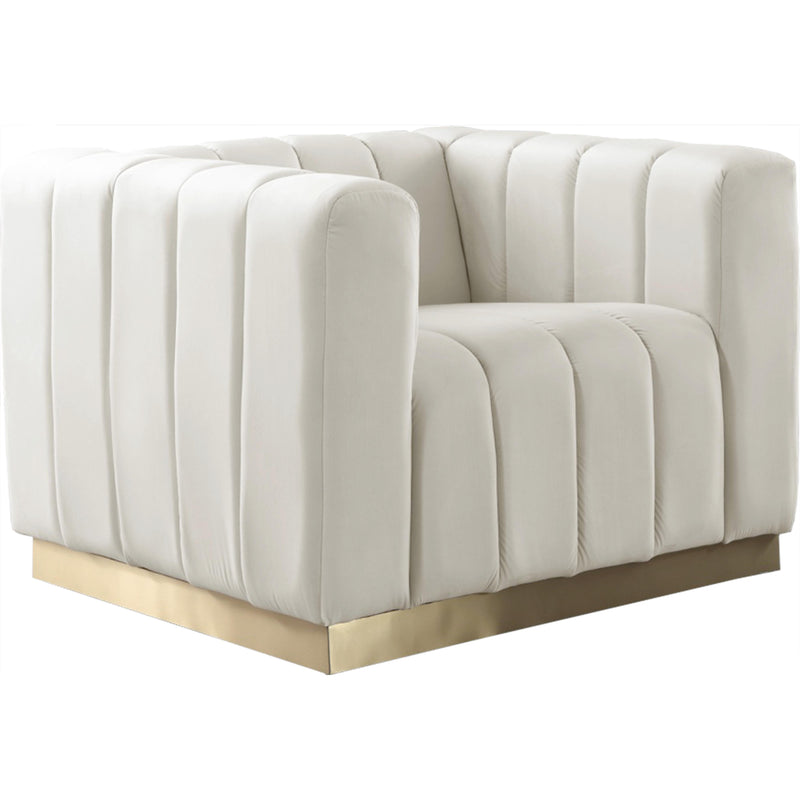 Meridian Marlon Cream Velvet Chair IMAGE 1