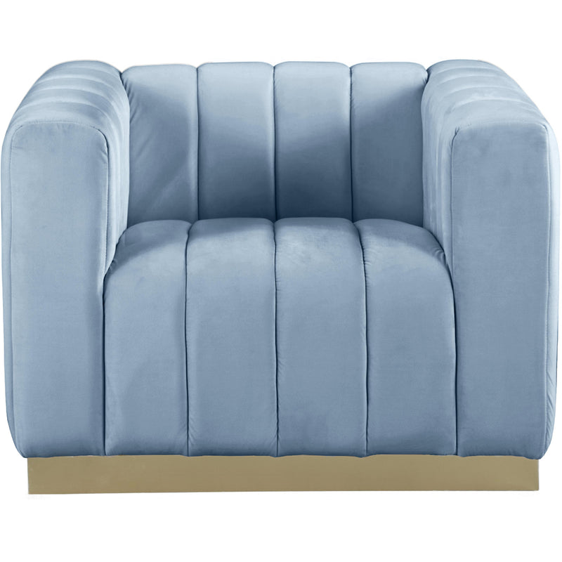 Meridian Marlon Sky Blue Velvet Chair IMAGE 2