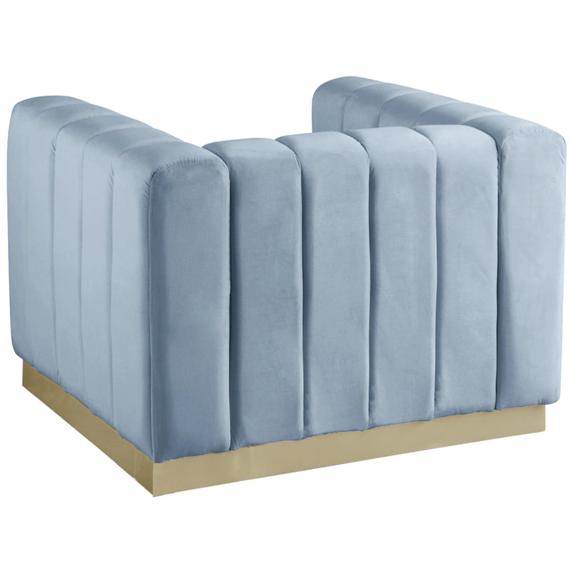 Meridian Marlon Sky Blue Velvet Chair IMAGE 3