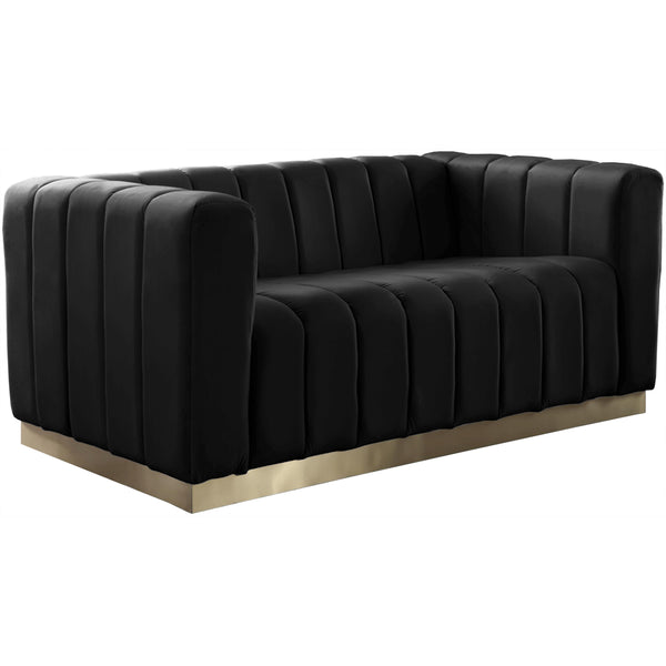 Meridian Marlon Black Velvet Loveseat IMAGE 1