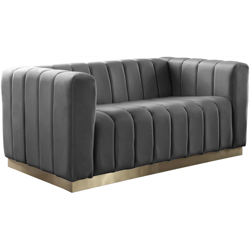 Meridian Marlon Grey Velvet Loveseat IMAGE 1