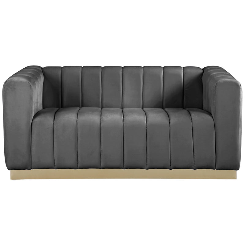 Meridian Marlon Grey Velvet Loveseat IMAGE 2