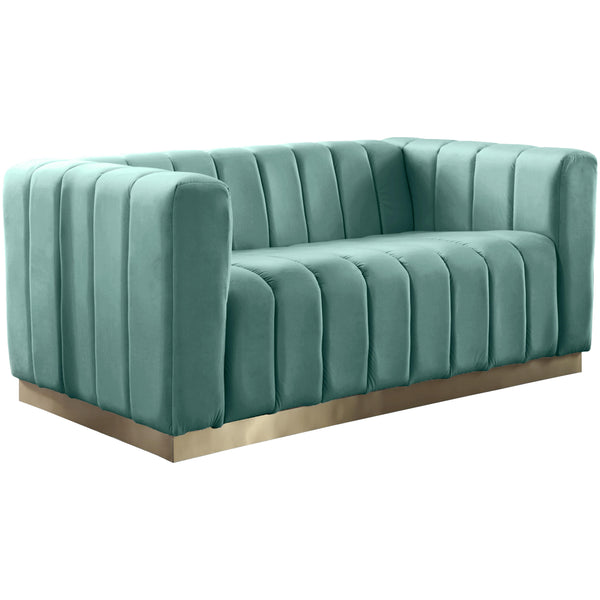 Meridian Marlon Mint Velvet Loveseat IMAGE 1