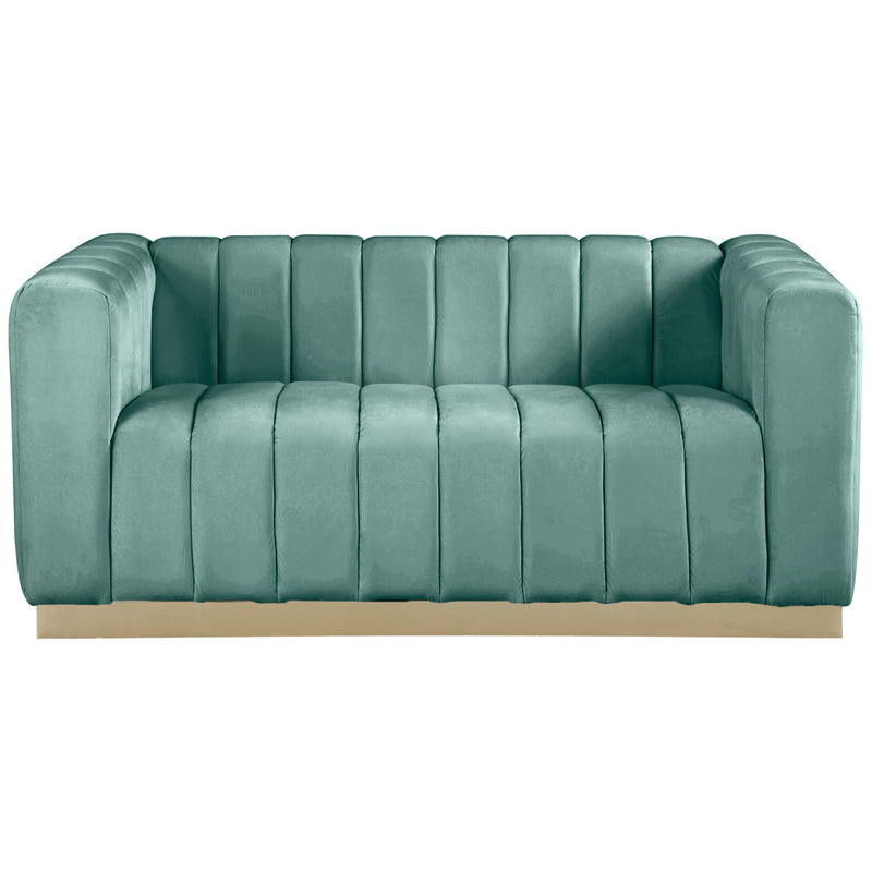 Meridian Marlon Mint Velvet Loveseat IMAGE 2