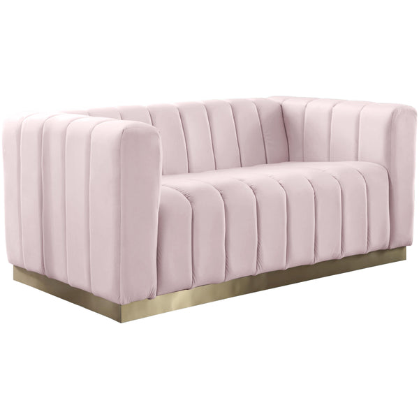 Meridian Marlon Pink Velvet Loveseat IMAGE 1