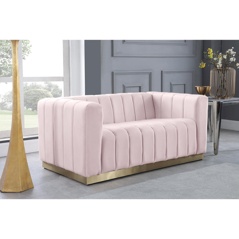 Meridian Marlon Pink Velvet Loveseat IMAGE 4