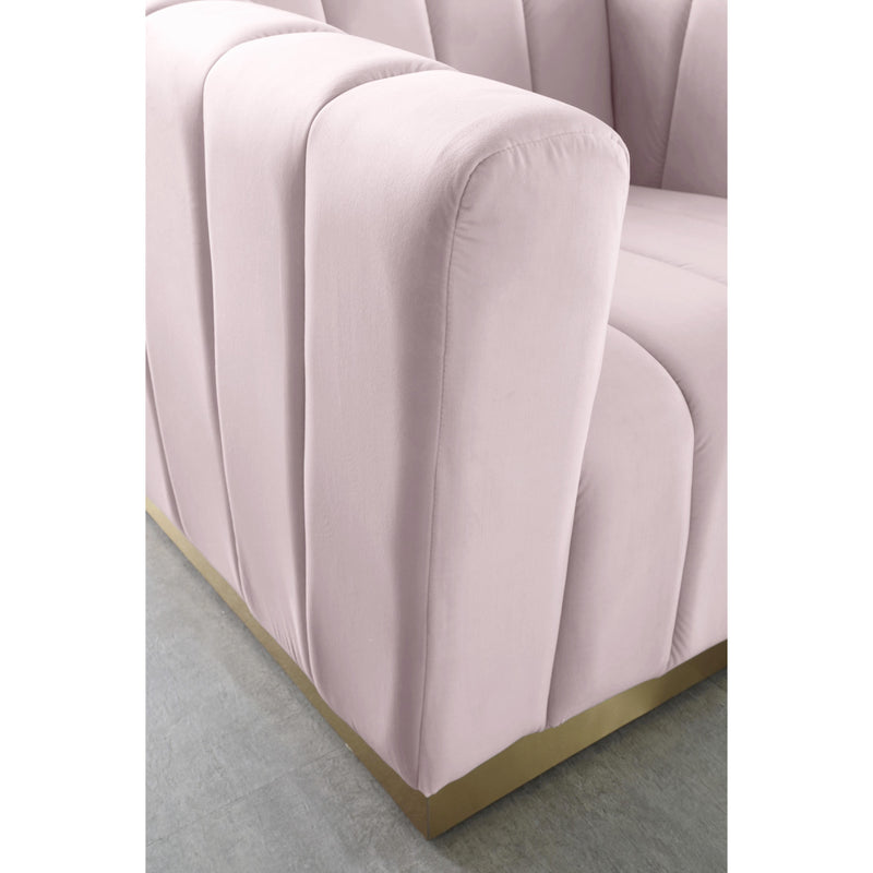 Meridian Marlon Pink Velvet Loveseat IMAGE 5