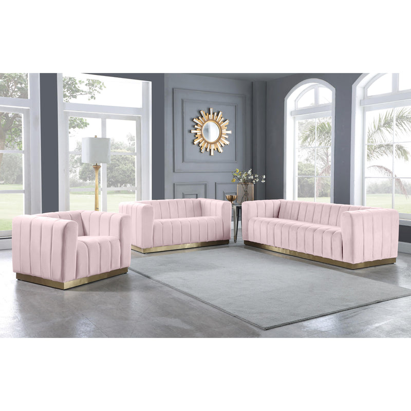 Meridian Marlon Pink Velvet Loveseat IMAGE 7