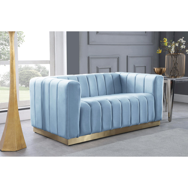 Meridian Marlon Sky Blue Velvet Loveseat IMAGE 4