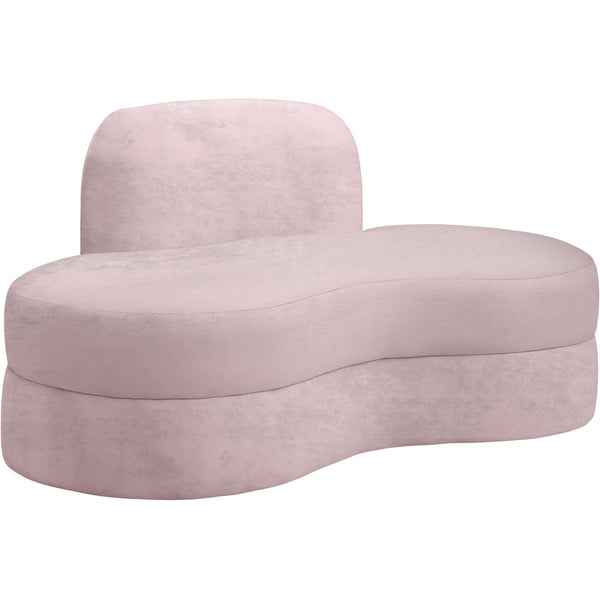 Meridian Mitzy Pink Velvet Loveseat IMAGE 1