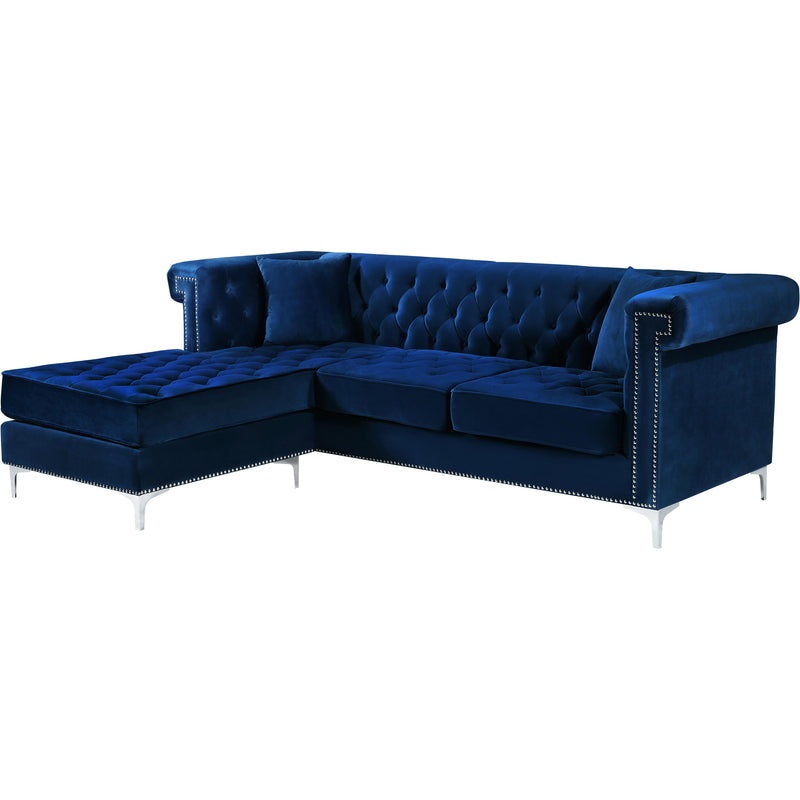 Meridian Damian Navy Velvet 2pc. Reversible Sectional IMAGE 2