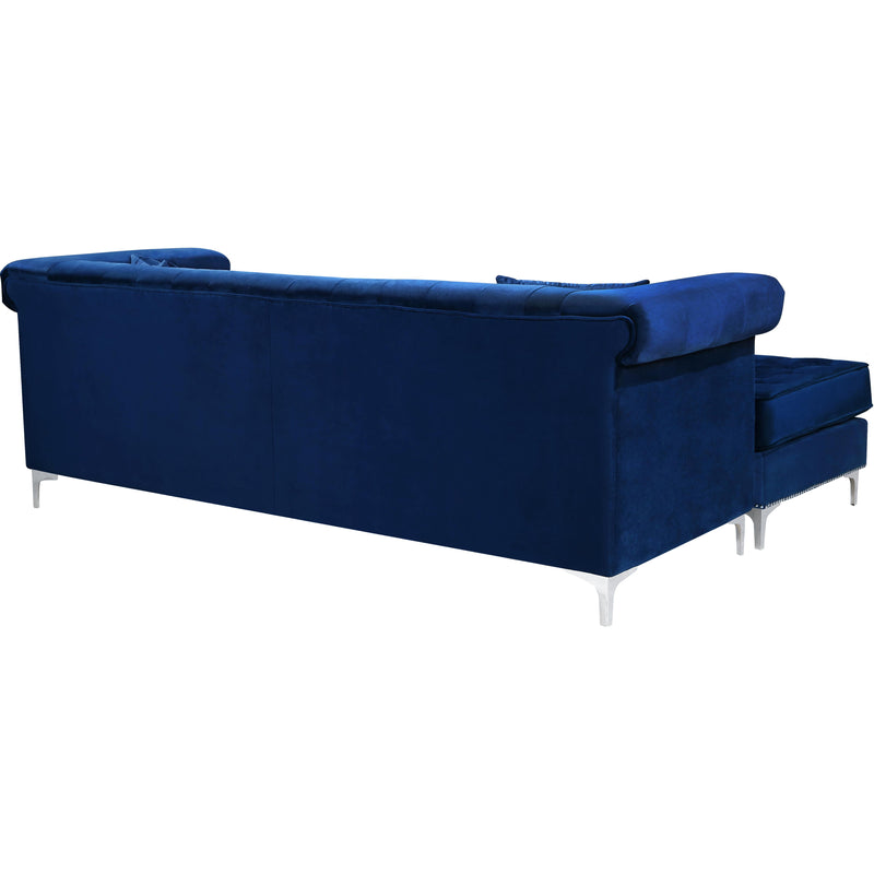 Meridian Damian Navy Velvet 2pc. Reversible Sectional IMAGE 4